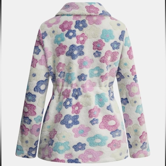 Floral Zip Up Long Sleeve Boutique Teddy Coat with Pockets - NWT 2XL - Picture 3 of 10